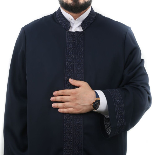 Luxurious Navy Blue Embroidered Imam Robe