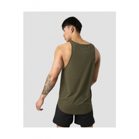 Men's Reflective Sleeveless Sports Shirt, Olive Color