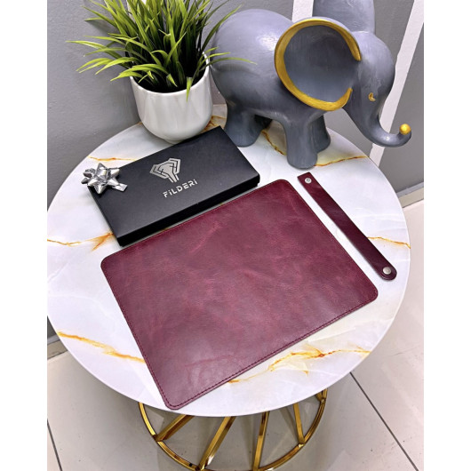 Leather Mousepad Claret Red Color