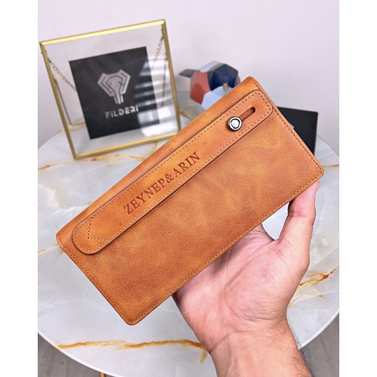 Hand Wallet Tan Color Genuine Leather