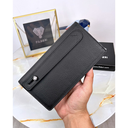 Hand Wallet With Phone Compartment Black Color