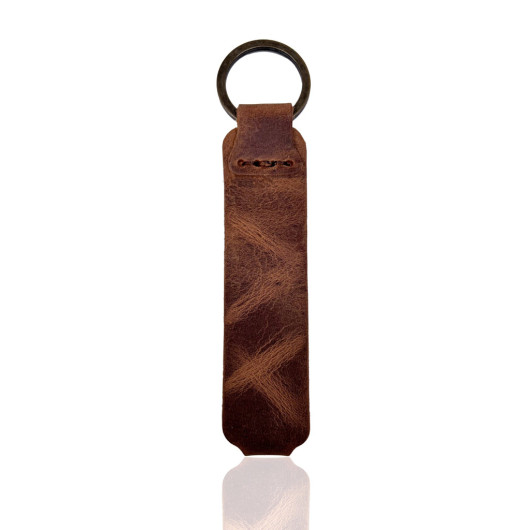 Genuine Leather Keychain Hazelnut Color