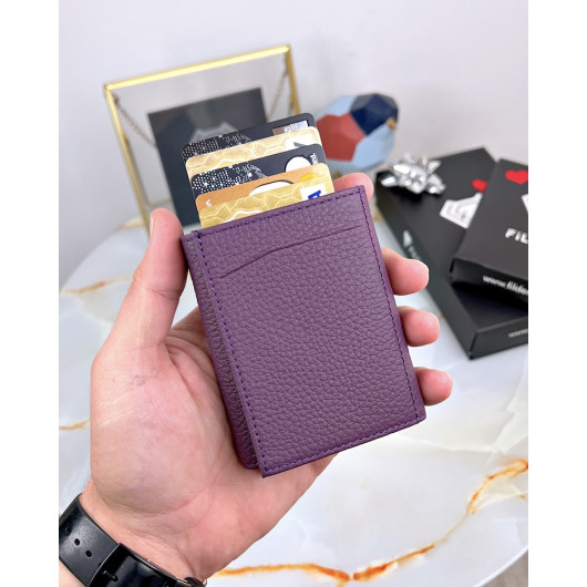 Mechanism Wallet Genuine Leather Purple