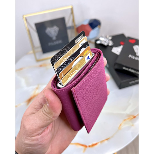 Mechanism Wallet Genuine Leather Pink