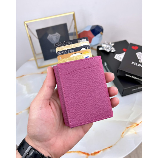 Mechanism Wallet Genuine Leather Pink