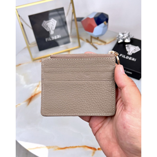 Mini Wallet Mink Color Genuine Leather