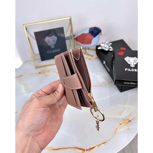 Small Card Holder Powder Color Genuine Leather
