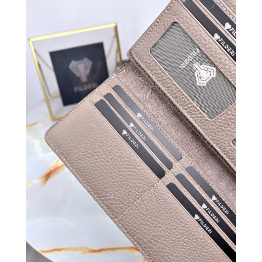 Long Wallet Genuine Leather Mink Color