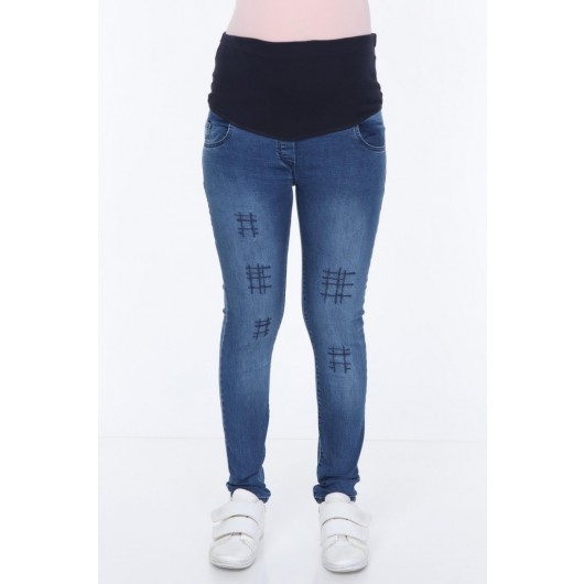 136-Embroidery Slim Fit Slim Fit Maternity Pants