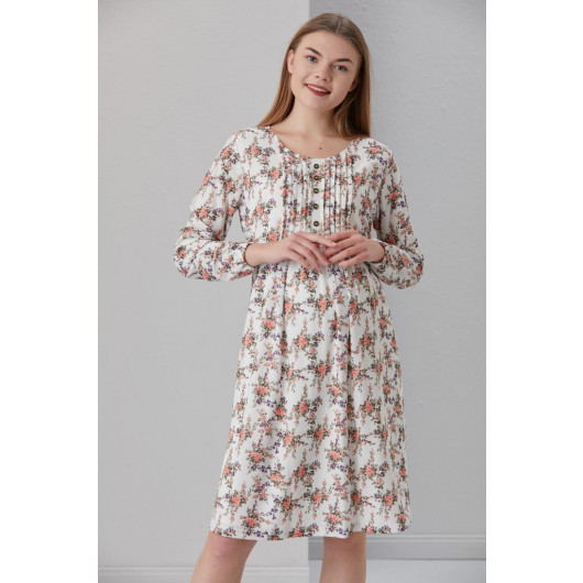 3014-Floral Crepe Maternity Tunic