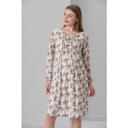 3014-Floral Crepe Maternity Tunic