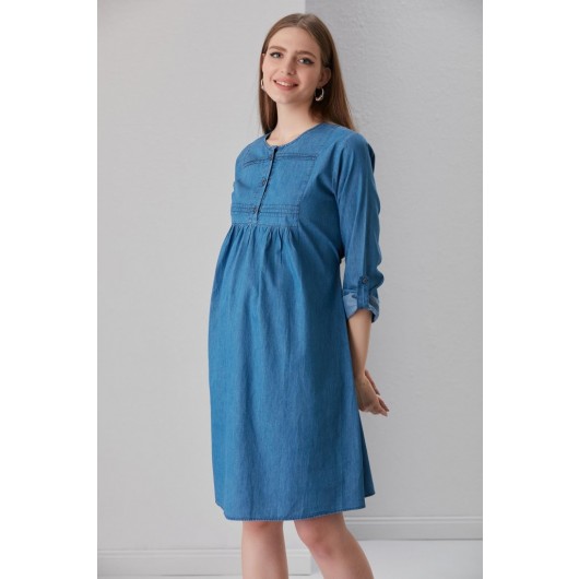 Breastfeeding Detail Maternity Jeans Dress 3110