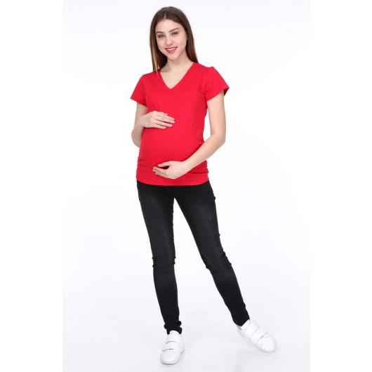 3158-V Neck Short Sleeve Maternity T-Shirt