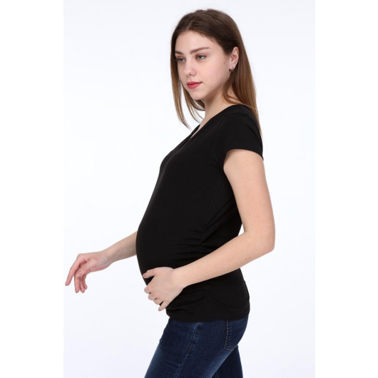 3158-V Neck Short Sleeve Maternity T-Shirt