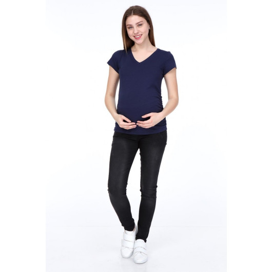 3158-V Neck Short Sleeve Maternity T-Shirt