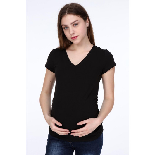 3158-V Neck Short Sleeve Maternity T-Shirt