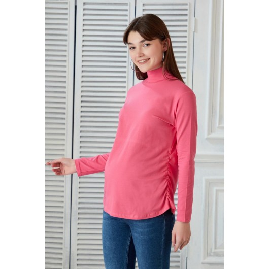 3168-Pregnant Turtleneck Plain T-Shirt-Body
