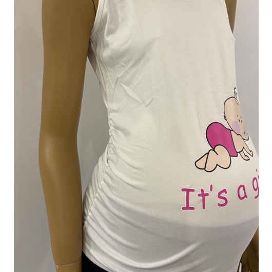 3202-It's A Girl Pregnant Humorous T-Shirt-Athlete