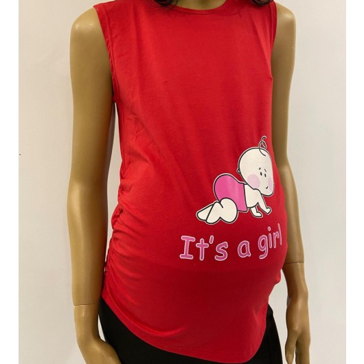3202-It's A Girl Pregnant Humorous T-Shirt-Athlete