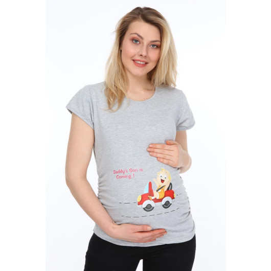 3211-Daddys Son Is Coming Short Sleeve Maternity T-Shirt