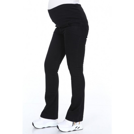 Lycra Cotton Half Spanish Leg Maternity Jeans