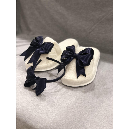 4426-Satin Ribbon Combination Postpartum Slippers-Crown Set