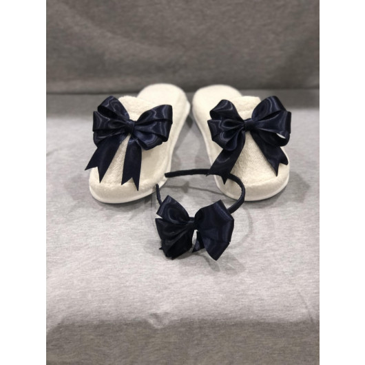 4426-Satin Ribbon Combination Postpartum Slippers-Crown Set