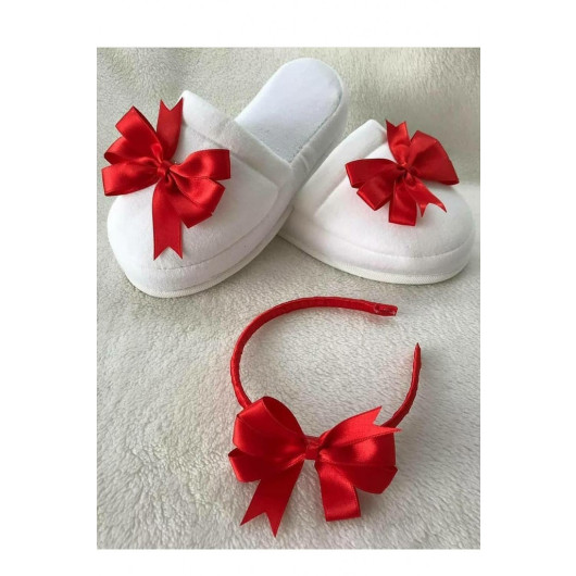 4426-Satin Ribbon Combination Postpartum Slippers-Crown Set