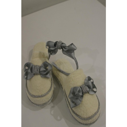 4458-Silvery Rope Grogen Striped Maternity Slippers-Crown Set