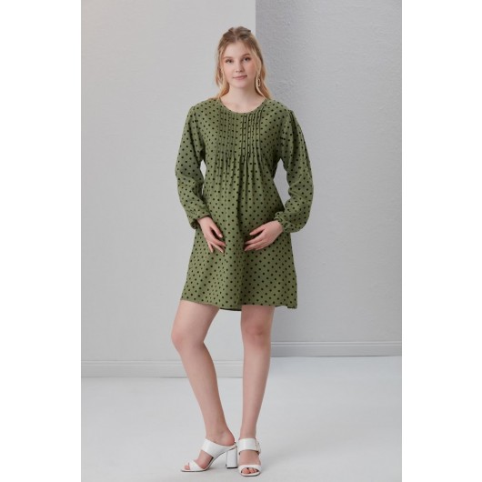 4501-Ribbed Collar Viscose Pointed Maternity Tunic