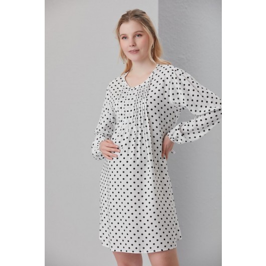 4501-Ribbed Collar Viscose Pointed Maternity Tunic