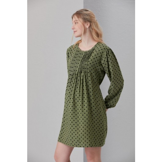 4501-Ribbed Collar Viscose Pointed Maternity Tunic