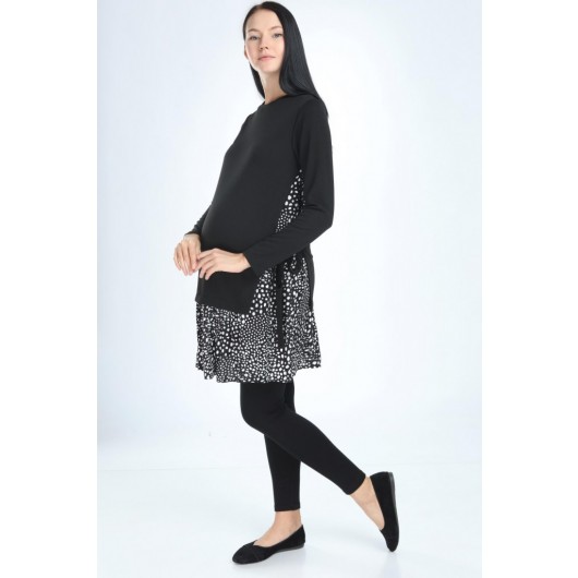 5130-Cotton Combed Chiffon Combination Maternity Tunic-Dress