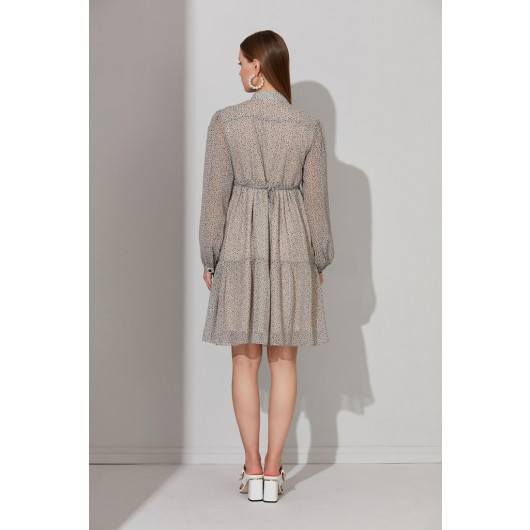 Eee0004-Bağlamalı Yaka Mini Leopar Design Hamile Tunik-Elbise