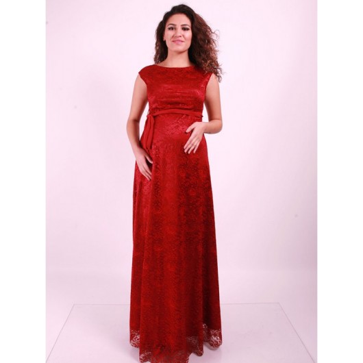 Full Length Maternity Evening Dress With Guipure