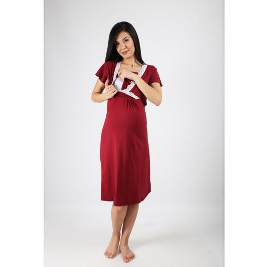 Maternity Cotton Double Breasted Nightgown