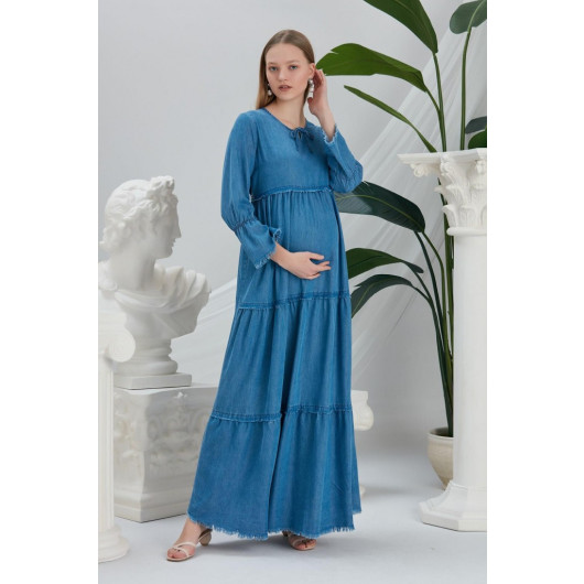 Layered Skirt Ribbed Lyosell Maternity Maxi Dress