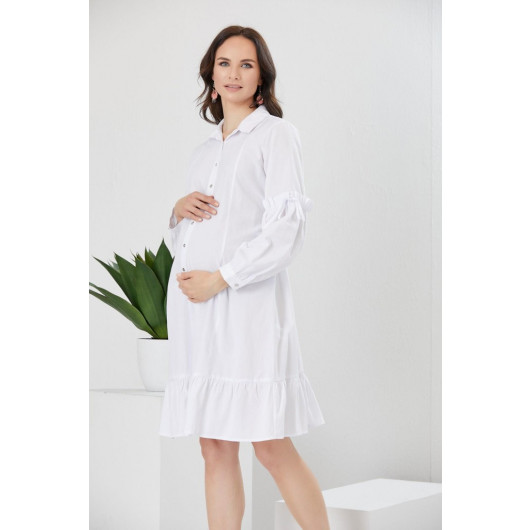 O7192-Contoured Sleeve Maternity Cotton Tunic-Shirt