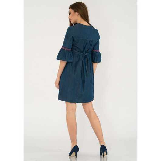 Casual Dress For Pregnant Women, Half Sleeved From Denim