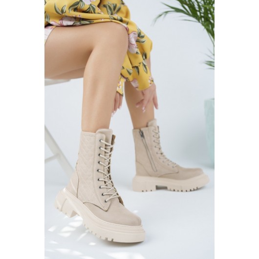 Women's Cream Suede Boots