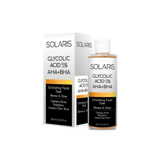 Solaris Skin Tone Equalizer Aha 10% + Bha 2% Serum 30 Ml And Hyaluronic Acid Serum 30 Ml And Pore Firming Aha Bha Tonic 200 Ml