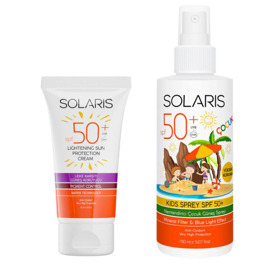 Solaris Sunscreen Anti-Blemish Spf 50+ (50 Ml) And Children's Sunscreen Spray Spf 50+ High Protection (150 Ml)