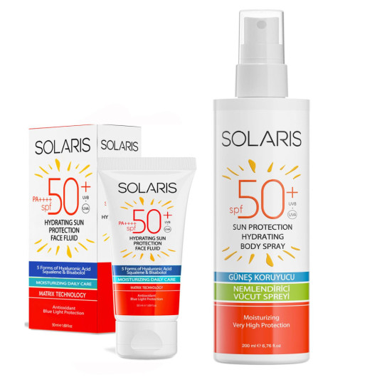 Solaris Sunscreen For All Skin Types Spf 50+ (50 Ml) And Sunscreen Cream Spray Spf 50+ (200 Ml)