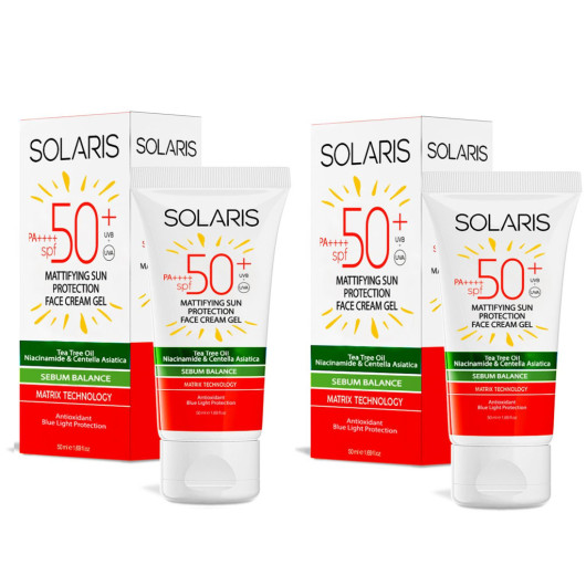 Solaris Matte Finish Gel Sunscreen For Oily Skin Types Spf 50+ (50 Ml) X 2 Pcs