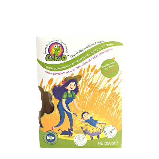 Organic Baby Biscuits With Oats And Carob Olive Oil - Vegan- 150G