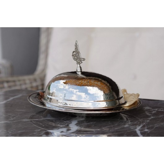 Oval Serving Dish With Lid, Silver, 35 Cm