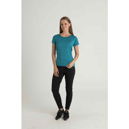 Women's Turquoise Crew Neck Sport T-Shirt