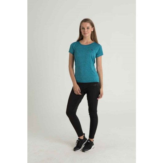 Women's Turquoise Crew Neck Sport T-Shirt