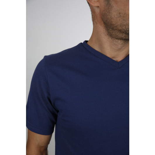 Men's Indigo V-Neck Slim Fit Short Sleeve T-Shirt