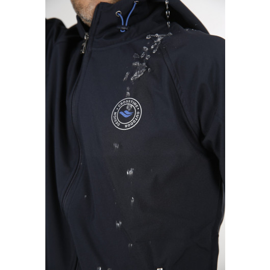 Men's Navy Hooded Softgel Jacket 7014-001